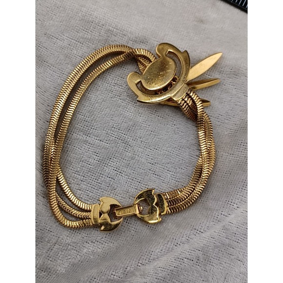 Vintage Monet Slide Mesh Bracelet Priscilla Gold Tone 7.5" Signed - Picture 5 of 8